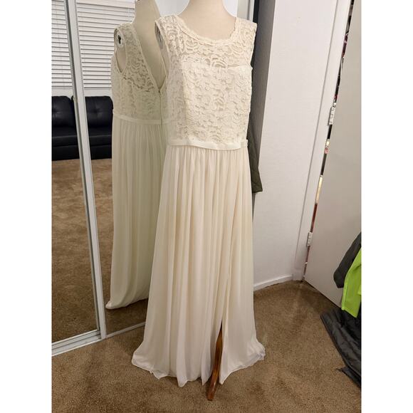 Davids Bridal Wedding dress boho-chic beach bkyard wedding ivory chiffon Plus sz - Picture 15 of 16